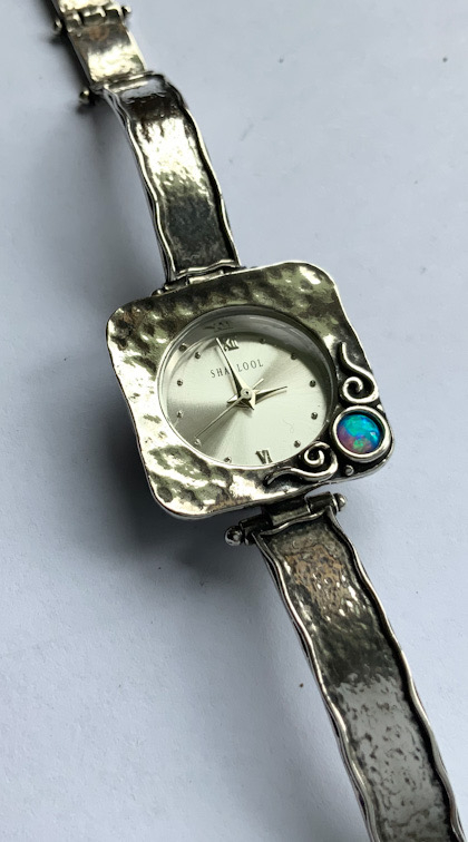 ladies Sterling Silver and Opal quartz watch